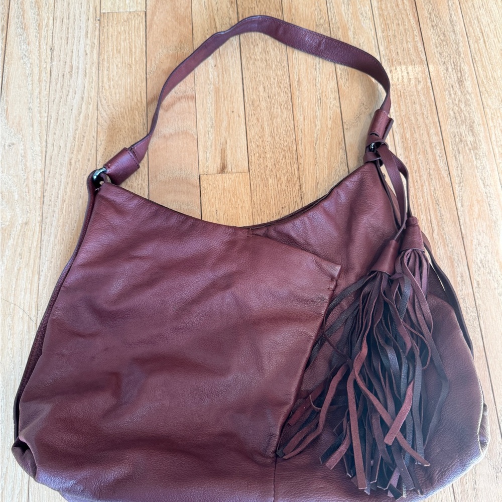 Kooba Chic Burgundy Leather Hobo Bag
